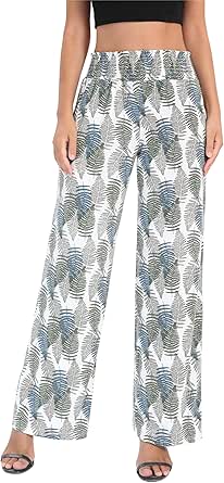 Urban CoCo Women's Boho Palazzo Pants Wide Leg Beach Pants High Waisted Lounge Pants with Pockets