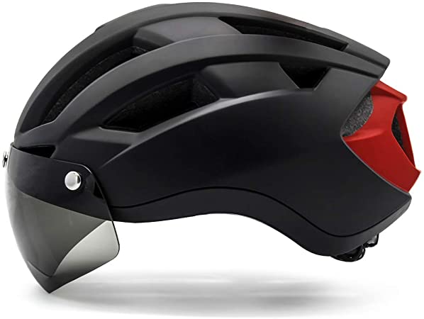 VICTGOAL Adult Bike Helmet Detachable Magnetic Goggles Bicycle Helmet USB Rechargeable Light for Men Women Cycling on Road Mountain Biking