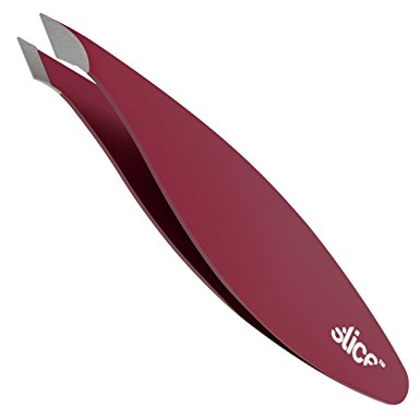 Slice 10457 Combo Tip Tweezer, Slanted & Pointed, Extra Wide Grip, For Fine Hair & Eyebrow Design, Red