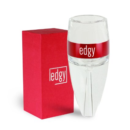 NEW RELEASE - EDGY Wine Aerator Gift Set with Patented Easy Cleaning, No-Drip Stand, Travel Pouch and Red Gift Box