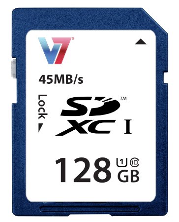 V7 High Capacity UHS-1 Memory Card (VASDX128GUHS1R-2N)