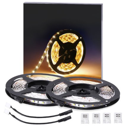 LE® 2 Pack * 16.4ft LED Strip Lights, 300 Units SMD 3528 LEDs,12V DC Flexible LED Light Strips, 91 Lumens/ft, 1.5 watts/ft, 3000k Warm White, Non-waterproof, LED Tape, LED ribbon