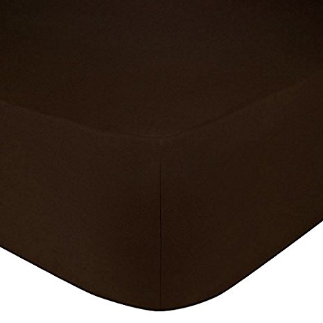 Polycotton Fitted Sheet or Pillow Case Single Double Queen King, Super King Bed Sheets[Chocolate,Fitted Sheet,Small Double 4ft]