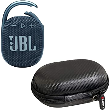 JBL Clip 4 Waterproof Portable Bluetooth Speaker Bundle with gSport Carbon Fiber Case (Blue)