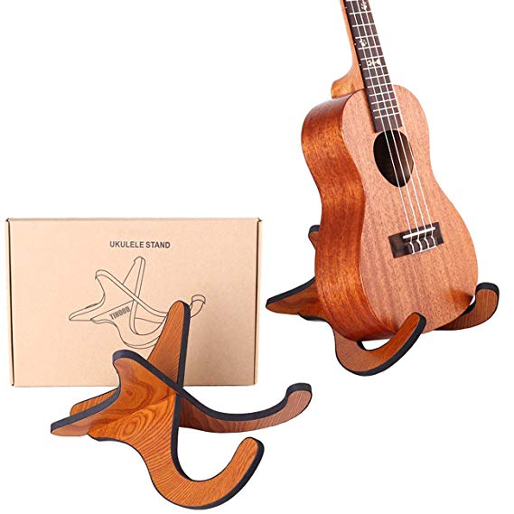 TIHOOD Wooden Ukelele Stand Holder Musical Instrument Stand Concert Portable Wood Stand for Small Guitar, Violin, Banjo