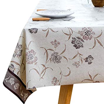 LOHASCASA Square Vinyl Oilcloth Tablecloth Water Resistant/Oil-proof Wipeable PVC Heavy Duty Plastic Tablecloths for Kitchen Small - Fall Floral Grey 54 x 54 Inch