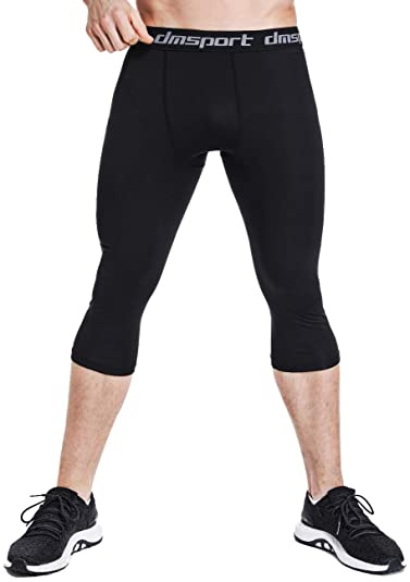 Men's Running Baselayer Workout Gym Training Tights 3/4 Compression Leggings Capri