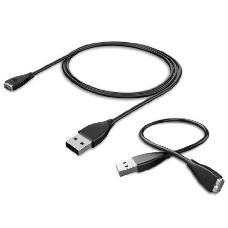 Teswell [2-Pack] 3.3 Feet   27 CM Replacement USB Charger Charging Cable for Fitbit Charge HR Band Wristband Wireless Sports Activity Bracelet - Black