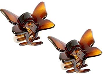 Parcelona French Small 2 Pieces Butterfly Tortoise Shell Jaw Hair Claw Clip