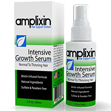 Amplixin Intensive Biotin Hair Growth Serum - Hair Loss Prevention Treatment For Men & Women With Thinning Hair - Sulfate-Free DHT Blocker For Receding Hairline & Pattern Baldness, 2oz