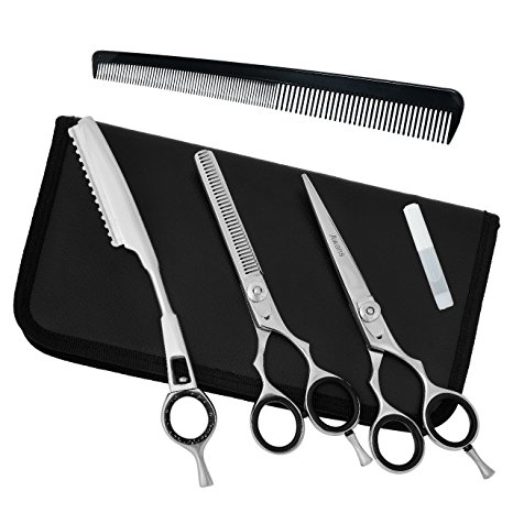 Hairdressing Barber Salon Scissors 5.5", Thinning Scissors 5.5", Thinning Razors set. Polished