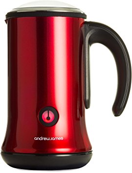 Andrew James Red Dual Function Electric Milk Frother And Warmer For Hot And Cold Milk - Includes 2 Year Warranty