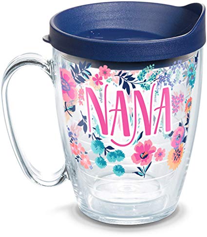 Tervis 1314903 Nana Dainty Floral Insulated Tumbler with Wrap and Lid, 16 oz Mug - Tritan, Clear