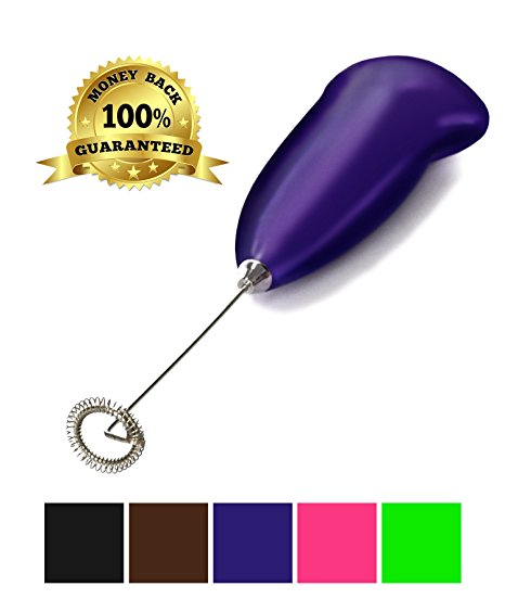 Zulay Electric Milk Frother - Foam Maker For Coffee, Latte, Cappuccino, Hot Chocolate, With Stainless Steel Whisk, Purple