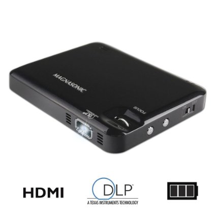 Magnasonic LED Pocket Pico Video Projector, HDMI, Rechargeable Battery, Built-in Speaker, DLP, 60" Hi-Resolution Display for Streaming Movies, Presentations, Smartphones, Tablets, Laptops (PP60)