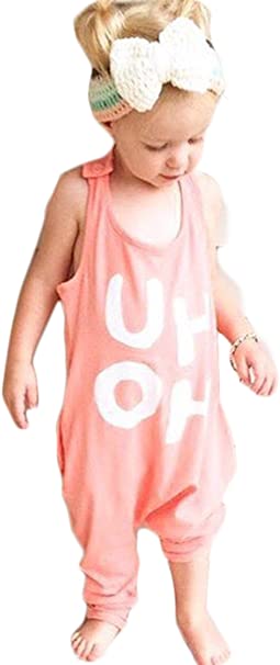 BANGELY Baby Boy Girl Harem Jumpsuit Letters Print Romper Onesies Piece Pants Summer Tank Sunsuit Playsuit