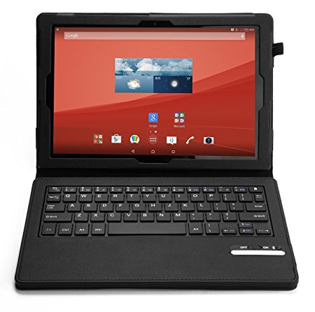 IVSO Sony Xperia Z4 Tablet (10.1-Inch) Bluetooth Keyboard Portfolio Case - DETACHABLE Bluetooth Keyboard Stand Case / Cover for Sony Xperia Z4 Tablet (Bluetooth Keyboard)