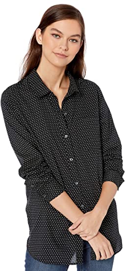 Amazon Brand - Goodthreads Women's Lightweight Poplin Long-Sleeve Button-Front Tunic Shirt