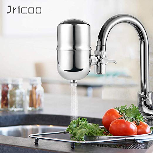 Jricoo Faucet Water Filter Stainless-Steel Reduce Chlorine High Water Flow, Water Purifier with Ultra Adsorptive Material, Water Filters for Faucets-Fits Standard Faucets