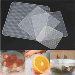 Kitchen Wonders Silicone Eco Stretch Lids, Reusable 4 Pack Food Wrap Seal Covers, Dishwasher & Microwave safe, Keep Food Fresh, Environmental Friendly Kitchen Wonders