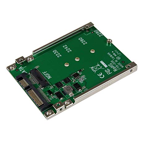 StarTech.com SAT32M225 M.2 SSD to 2.5 Inch SATA Adapter, M.2 NGFF to SATA Converter, 7 mm, Open-Frame Bracket, M2 Hard Drive Adapter