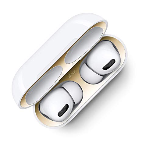 elago Dust Guard Compatible with AirPods Pro 3rd Generation - Dust-Proof Film, Ultra Slim, Luxurious Looking, Protect from Iron/Metal Shavings (1 Set, Gold)