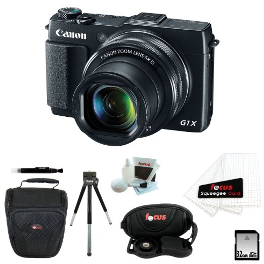Canon PowerShot G1 X Mark II Digital Camera   32GB Memory Card   Short Zoom Soft Shell Camera Case   Deluxe Accessory Kit