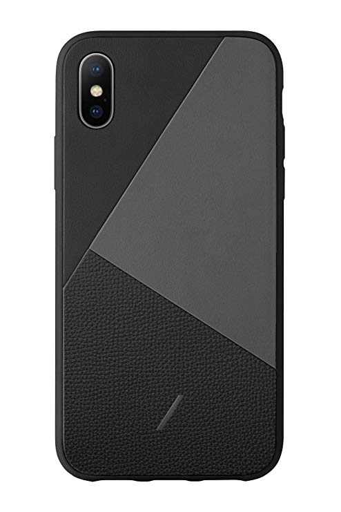 Native Union Clic Marquetry Case - Italian Nappa Leather Cover - Compatible with iPhone Xs Max (Black)