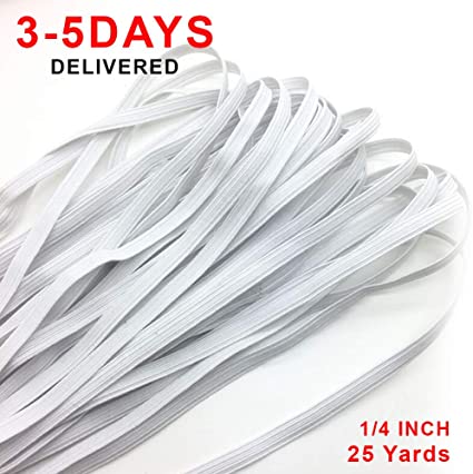 Elastic Bands for Sewing 1/4 inch 25 Yards Long, Roll Braided Elastic 1/4 inch White Color, Elastic for Sewing & Craft Washable and Dry cleanable