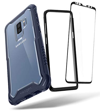 Spigen Hybrid 360 Galaxy S9 Plus Case with 360 Full Body Coverage Protection with Glass Screen Protector for Samsung Galaxy S9 Plus (2018) - Deep Sea Blue