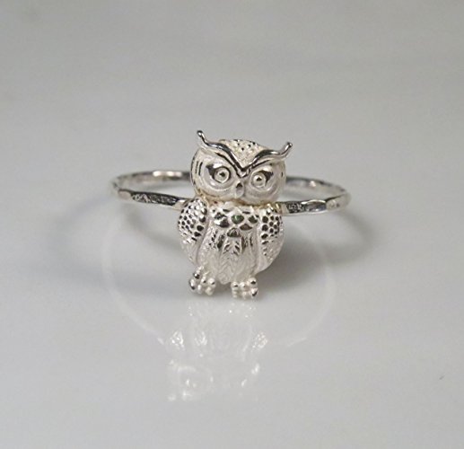 Sterling silver owl ring, stackable, any size, 1-2 weeks delivery
