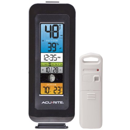 AcuRite 00384RM Digital Thermometer with IndoorOutdoor Temperature Humidity Intelli-Time Clock and Moon Phase