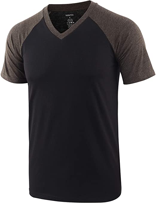 Vetemin Men's Casual Breathable Tagless Active Hiking Baseball V Neck T Shirts