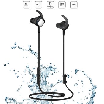 Bluetooth Sport Headphones,Eonfine V4.1 Wireless Stereo In-Ear Noise Cancelling Waterproof Headset Earphones Earbuds with APT-X/Mic for iPhone Samsung Galaxy iPad and Android Phones Black
