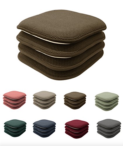 4 Pack: GoodGram Non Slip Honeycomb Premium Comfort Memory Foam Chair Pads/Cushions - Assorted Colors (Brown)