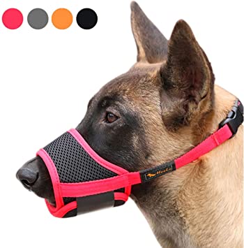 RAINDEE Dog Muzzle Nylon Soft Muzzle Anti-Biting Barking Secure，Mesh Breathable Pets Muzzle for Small Medium Large Dogs 4 Colors 4 Sizes