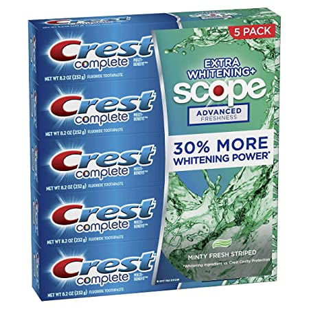 Crest Complete Extra Whitening   Scope Advanced Toothpaste 8.2oz (232g), 5-pack