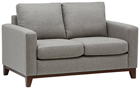 Rivet North End Exposed Wood Modern Loveseat, 59"W, Grey Weave