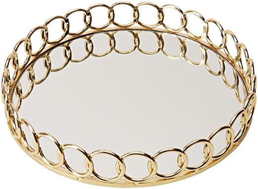 American Atelier 1332746 Looped Round Mirror Tray, Gold