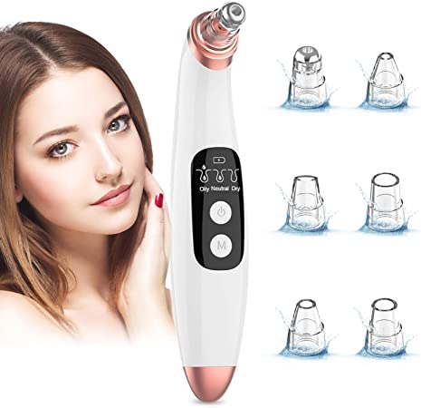 Blackhead Remover Pore Vacuum Cleaner- Upgraded Blackhead Acne Comedone Face Cleaning Tools Pimple Extractor Blackhead Removal Kit,6 Suction Probes and 3 Adjustable Suction Power for Facial Skin