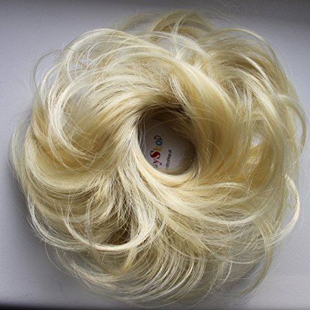 Scrunchy Scrunchie Bun Up Do Hairpiece Hair Ribbon Ponytail Extensions Wavy Curly or Messy various/diverse colours (bleach blonde #613/88)