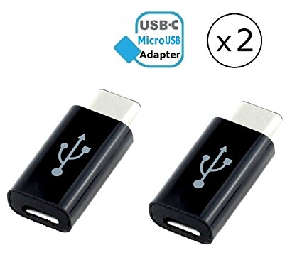 2-Pack Type C (USB-C) to USB 2.0 Micro USB Female Adapter Charge and Data Sync Converter for Google Pixel XL, Nexus 5X, 6P, LG V20, G5, Sony XZ, HTC 10, Moto Z and Type-C Phone(2x Adapter Black)