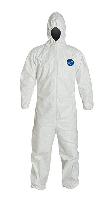 DuPont Tyvek 400 TY127S Individually Packed Disposable Protective Coverall with Hood and Elastic Cuff for PPE Vending Machines, White, 4X-Large (Retail Pack of 1)