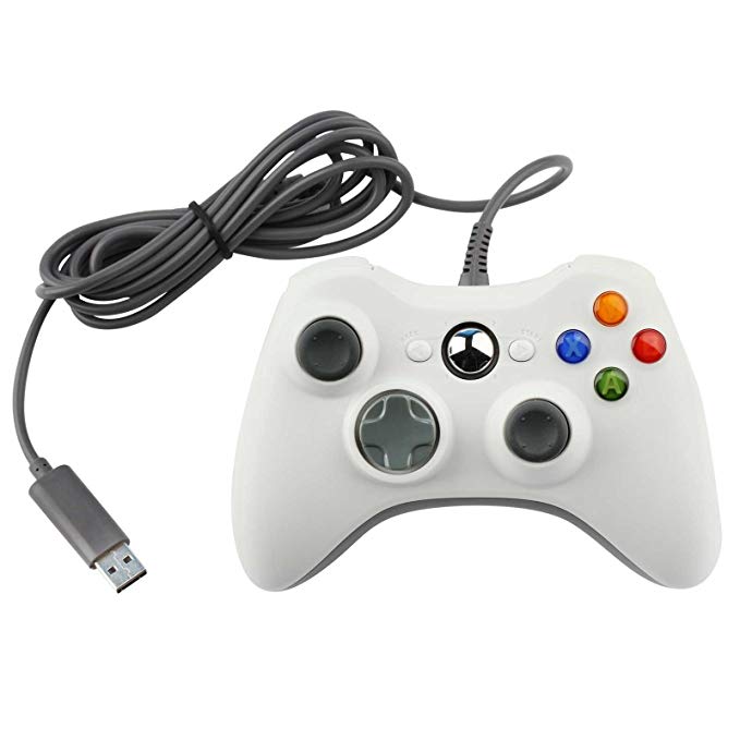 Replacement Controller for Microsoft Xbox 360 & Windows PC Wired - White