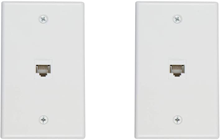 Buyer's Point 1 Port Cat6 Ethernet Wall Plate, Female-Female White (2, 1 Port)