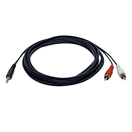 Tripp Lite 3.5mm Mini Stereo to Two RCA Audio Y Splitter Adapter Cable (3.5mm M to 2x RCA M), 12-ft.(P314-012)