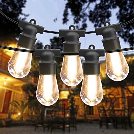 ZITRADES 2 Pack 48FT Outdoor String Lights Waterproof Patio Lights LED String Lights Commercial Hanging Lights String S14 Bulbs with 4 Spare 2700K Outdoor Lights String Decorative Patio Porch Garden