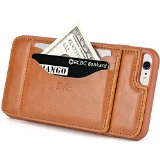 iPhone 6 plus Leather Case Wallet Case ZVE KICKSTAND Slim Protective Leather Wallet Cover Case with Stand Feature and Credit Card ID Holders wallet case for Apple iPhone 6 plus 55 inch Brown