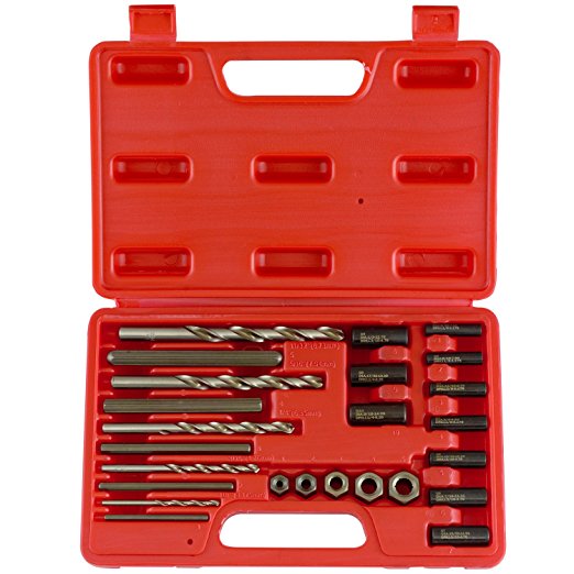 Neiko 04200A Screw and Bolt Extractor Kit, 25 Piece | Drive Nuts, Drill Bits and Drill Guides