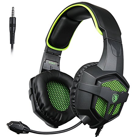 SADES SA807 New Version Xbox One PS4 PC Gaming Headset Game Headphones with Microphone for For New Xbox one PS4 Laptop Mac Tablet iPhone iPad iPod(Black&Green)